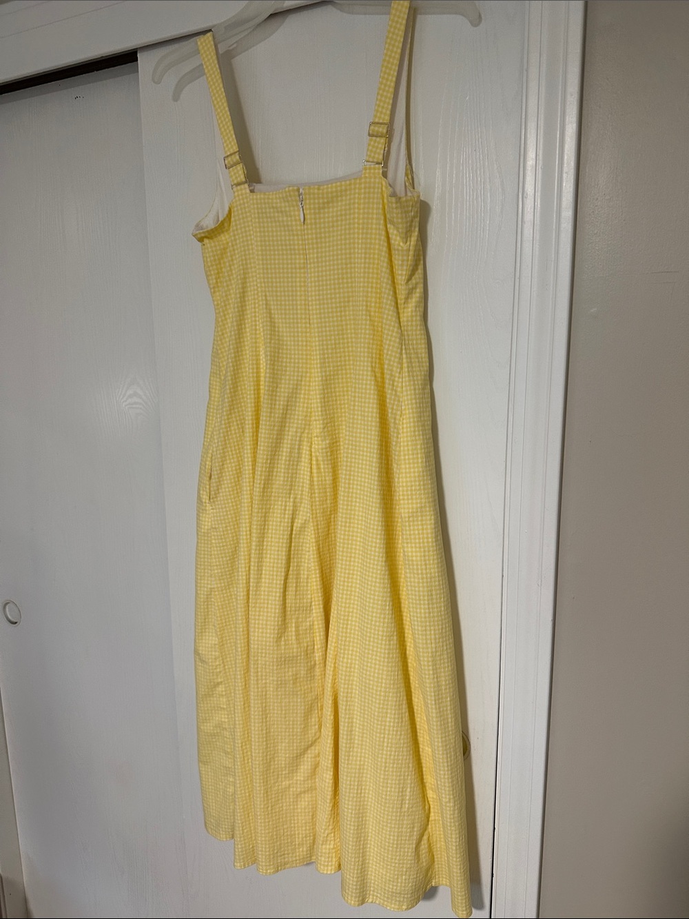 Abercrombie & Fitch Pale Yellow Gingham Square-Neck Midi Dress - Picture 3 of 5